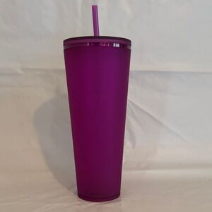 Purple Tumbler with Straw